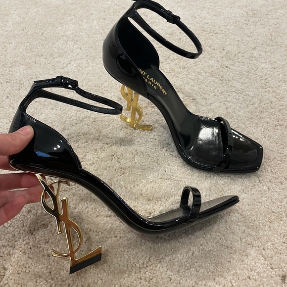 Yves Saint Laurent Shoes - YSL opyum black and gold patent leather heels 36